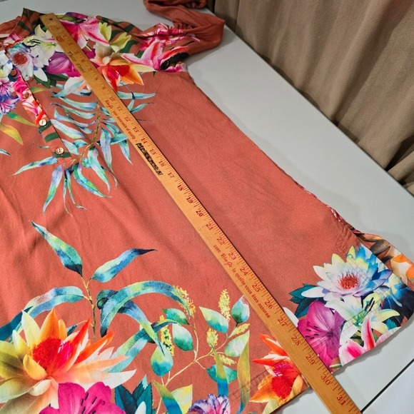 Soft Surroundings Womens Floral Tunic Top Size L Brown Boho Relaxed Casual - Picture 10 of 11